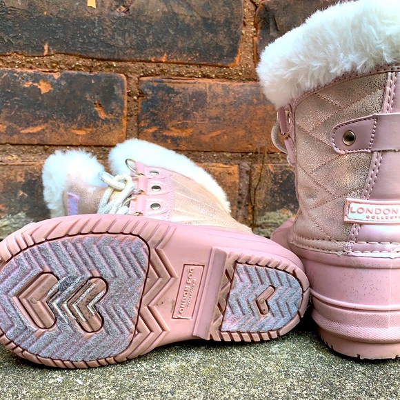London Fog Pink & White snow boots size Toddler 8 - Picture 6 of 7